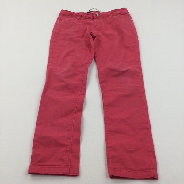 Coral Pink Skinny Cotton Twill Trousers - Girls 10-11 Years