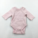 Pink Ribbed Long Sleeve Bodysuit - Girls Tiny Baby