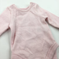 Pink Ribbed Long Sleeve Bodysuit - Girls Tiny Baby