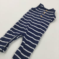 Navy & White Striped Lightweight Sleeveless Romper - Boys 3-6 Months