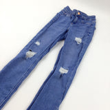 Distressed Blue Skinny Denim Jeans - Girls 10-11 Years