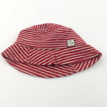 Red & White Striped Cotton Sun Hat - Boys 3-6 Months