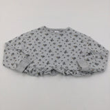 Flowers Grey  Ruffle Hem Crop Sweatshirt - Girls 9 Years