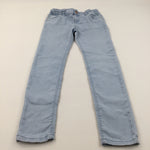 Light Blue Skinny Denim Jeans with Adjustable Waistband - Girls 10-11 Years