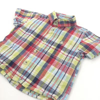 Green, Red & Navy Checked Cotton Shirt - Boys 3-6 Months