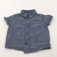 Patterned Navy Cotton Shirt - Boys 3-6 Months