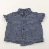 Patterned Navy Cotton Shirt - Boys 3-6 Months