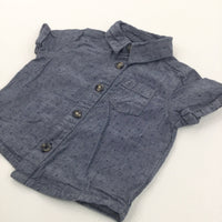 Patterned Navy Cotton Shirt - Boys 3-6 Months