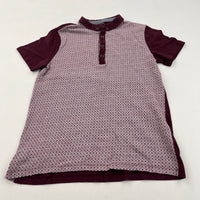 Patterned Burgundy & White Polo Shirt - Boys 11 Years