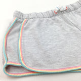 Colourful Hems Grey Jersey Shorts - Girls 10-11 Years