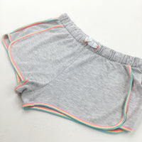 Colourful Hems Grey Jersey Shorts - Girls 10-11 Years