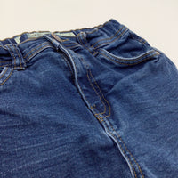 Dark Blue Denim Shorts with Adjustable Waistband - Girls 10-11 Years