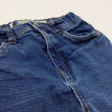 Dark Blue Denim Shorts with Adjustable Waistband - Girls 10-11 Years