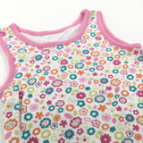 Colourful Flowers Pink & White Sleeveless Bodysuit - Girls 3-6 Months