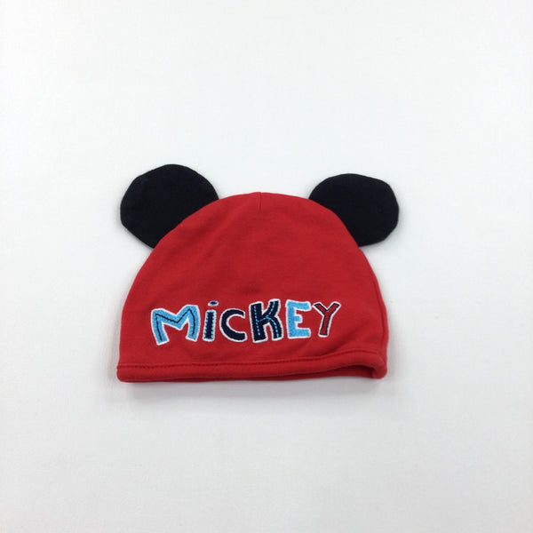 'Mickey' Mickey Mouse Red & Black Jersey Hat - Boys 0-3 Months