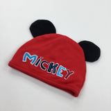 'Mickey' Mickey Mouse Red & Black Jersey Hat - Boys 0-3 Months