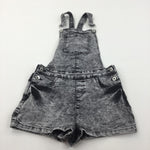 Stonewashed Black/Grey Denim Short Dungarees - Girls 11-12 Years