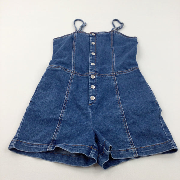 Mid Blue Denim Sleeveless Playsuit - Girls 12 Years