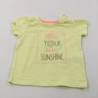 'Make Your Own Sunshine' Glittery Pink & White T-Shirt - Girls 3-6 Months