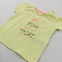 'Make Your Own Sunshine' Glittery Pink & White T-Shirt - Girls 3-6 Months