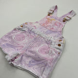 Tie Dye Effect Pink Denim Short Dungarees - Girls 10-11 Years