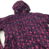 Flowers Pink & Navy Lightweight Showerproof Mac/Cagoule - Girls 11-12 Years