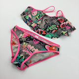 Graffiti Pink & Grey Bikini / Tankini Set - Girls 7-8 Years