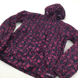 Flowers Pink & Navy Lightweight Showerproof Mac/Cagoule - Girls 11-12 Years