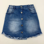 Light Blue Denim Skirt With Adjustable Waist - Girls 6-7 Years