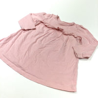 Pink Long Sleeve Jersey Dress with Frill Detail - Girls 6-9 Months