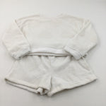 Hearts Embossed White Fleece Jumper & Shorts Set - Girls 11-12 Years