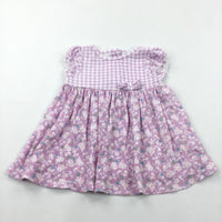 Flowers Lilac & White Jersey Dress - Girls 0-3 Months