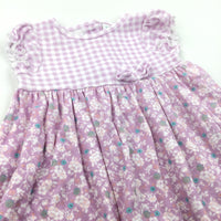 Flowers Lilac & White Jersey Dress - Girls 0-3 Months