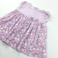 Flowers Lilac & White Jersey Dress - Girls 0-3 Months