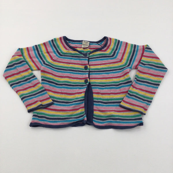 Multicoloured Striped Organic Cotton Knitted Cardigan - Girls 9-10 Years