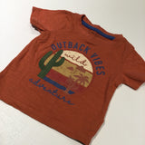 'Outback Vibes Adventures' Cactus Embroidered Dark Orange T-Shirt - Boys 9-12 Months