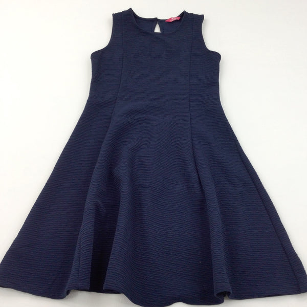 Navy Textured Polyester Party Dress - Girls 12-13 Years