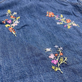 Flowers Embroidered Mid Blue Denim Short Sleeve Dress - Girls 11-12 Years