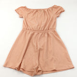 Peach Textured Polyester Playsuit - Girls 14-15 Years