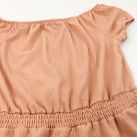 Peach Textured Polyester Playsuit - Girls 14-15 Years