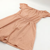 Peach Textured Polyester Playsuit - Girls 14-15 Years