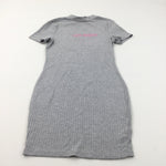 '100% Dramatic' Grey Ribbed Polyester Dress - Girls 12-13 Years