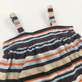 Blue, Orange & Brown Striped Lightweight Jersey Sun Dress - Girls 6-12 Months