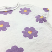 Flowers Purple & White T-Shirt - Girls 12-13 Years