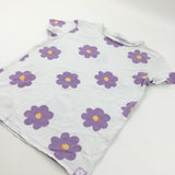 Flowers Purple & White T-Shirt - Girls 12-13 Years