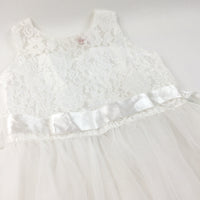 Lacey Bodice White Flower Girl/Bridesmaid Party Dress - Girls 12-14 Years