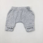 'Laugh, Giggle' Grey Cotton Jersey Trousers - Boys/Girls Newborn