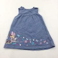 Minnie Mouse Appliqued Blue Jersey Dress - Girls 0-3 Months