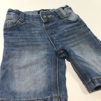 Mid Blue Denim Shorts with Adjustable Waistband - Boys 9-12 Months