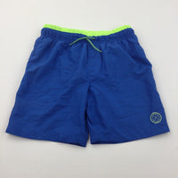 'Pacific Beach Surf' Lime Green & Blue Swimming Shorts/Sports Shorts - Boys 12-13 Years
